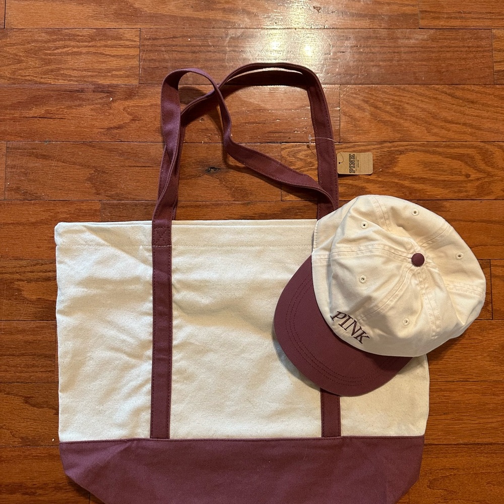 NWT PINK VS bag and hat bundle 💕